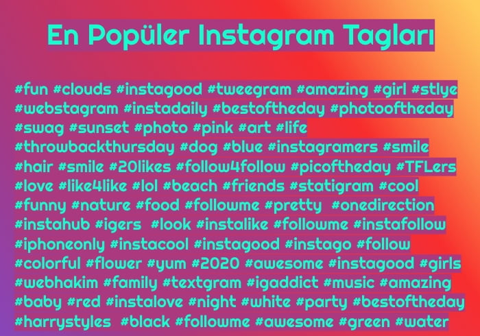 En Popüler Instagram Etiketler