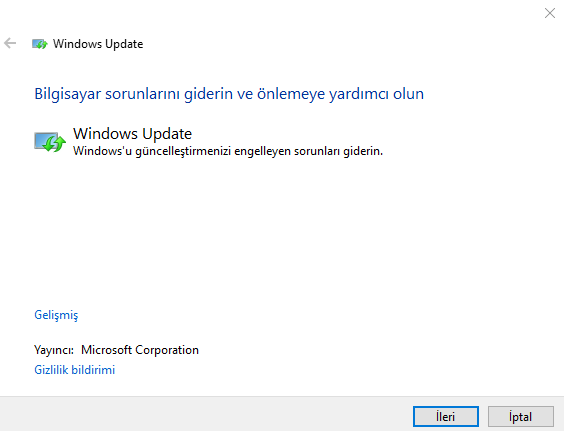 Windows Güncellemesi Çalışmıyor