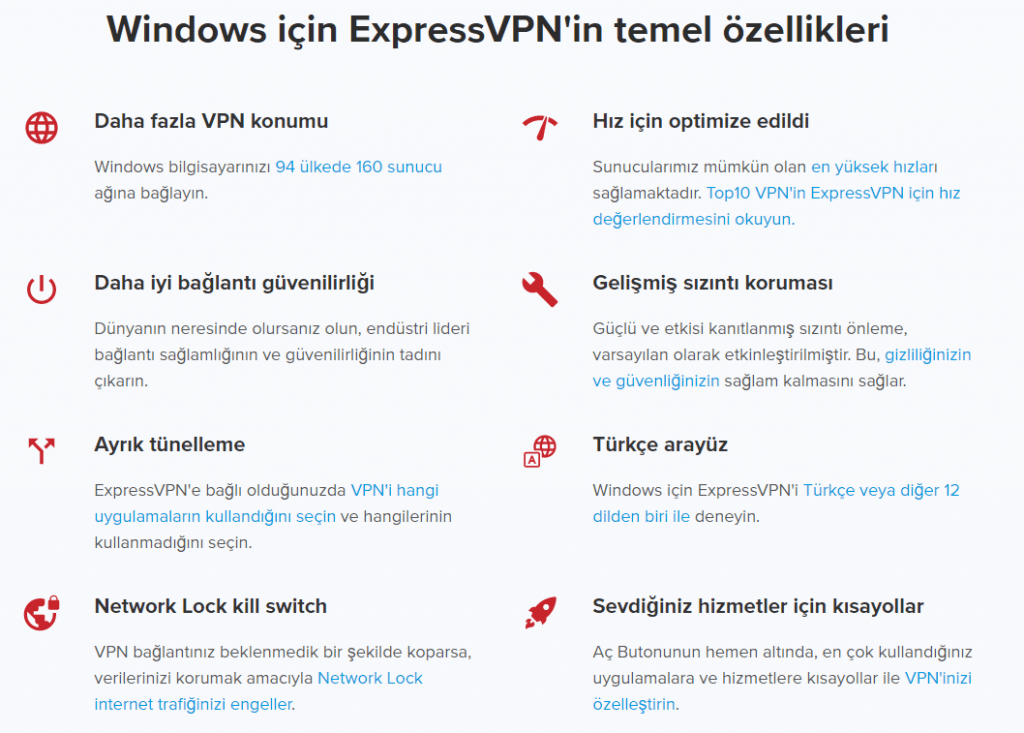 express vpn özellikleri