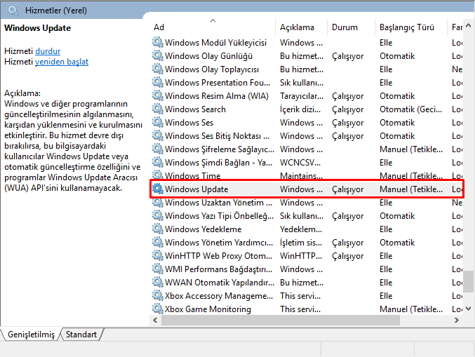 Windows 10 otomatik güncellemeyi devre dışı bırakma
